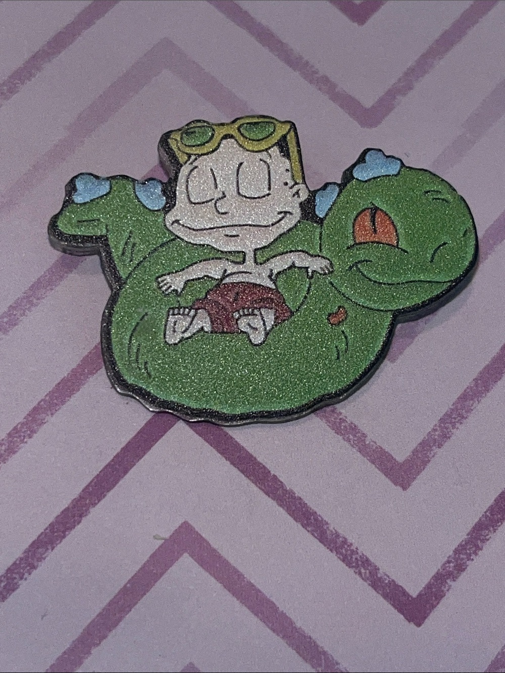 Rugrats Tommy Pickles Lounging on Reptile Float Acrylic Pin